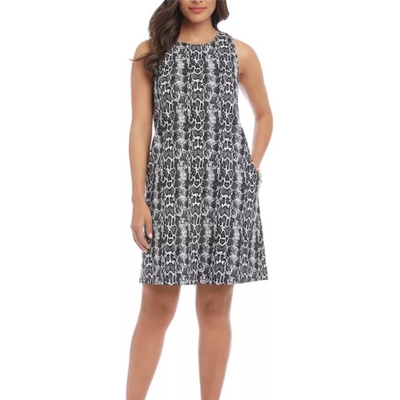 Karen Kane Sleeveless Snake Printed A-Line Dress - Picture 1 of 8